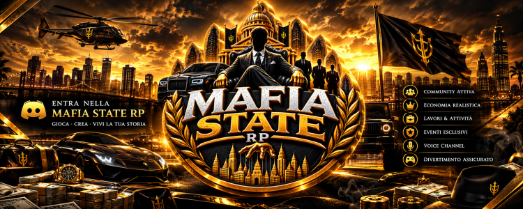 Banner of [ITA] MAFIA STATE RP | WL CONOSCITIVA | 💰 AUTO BIT + 50K START 💰